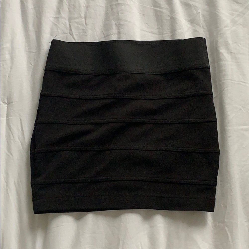 Charlotte Russe Black Banded Bodycon Mini Skirt